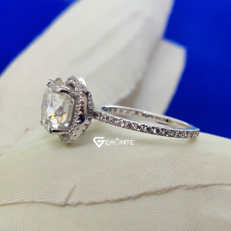 Halo Moissanite Engagement Ring, Wedding Ring, 5.0 TCW Round Cut Women Eternity Ring, Celeberity Style Ring