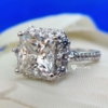 Princess Cut Halo Moissanite Engagement Ring, 4.50 Tcw Designer Wedding Ring, Art Deco Celebrity Ring Princess Cut Halo Moissanite Engagement Ring, 4.50 Tcw Designer Wedding Ring, Art Deco Celebrity Ring