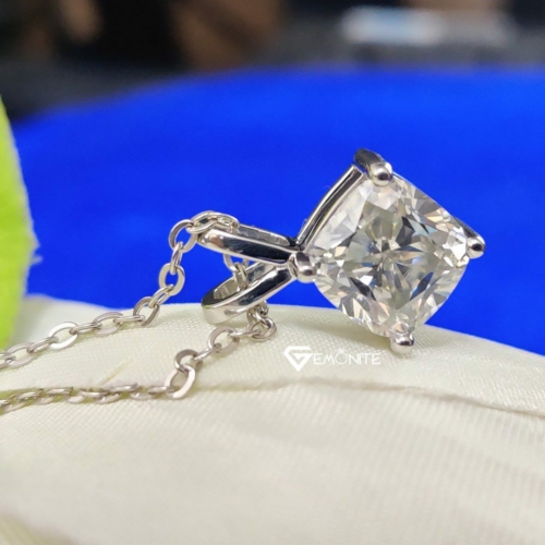 Necklace 3.0 Ct Excellent Cushion Cut East-West Cross Fit Moissanite Pendant, Fine Jewelry for Women