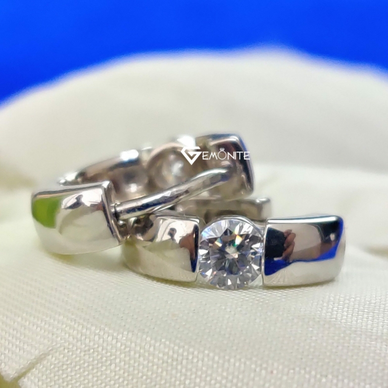 Half Bezel Dangle Drop Earring, 2.0 TCW Excellent Round Cut Moissanite Earrings, Perfect Jewelry for Gift