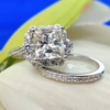 Vintage Style Antique 5.0 TCW Princess Cut Designer Moissanite Wedding Set, Art Deco Bridal Set