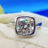 Bezel Cushion Moissanite Engagement Ring, 3.50 Ct VVS Colorless Simple Charm Wedding Ring