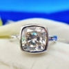 Bezel Cushion Moissanite Engagement Ring, 3.50 Ct VVS Colorless Simple Charm Wedding Ring
