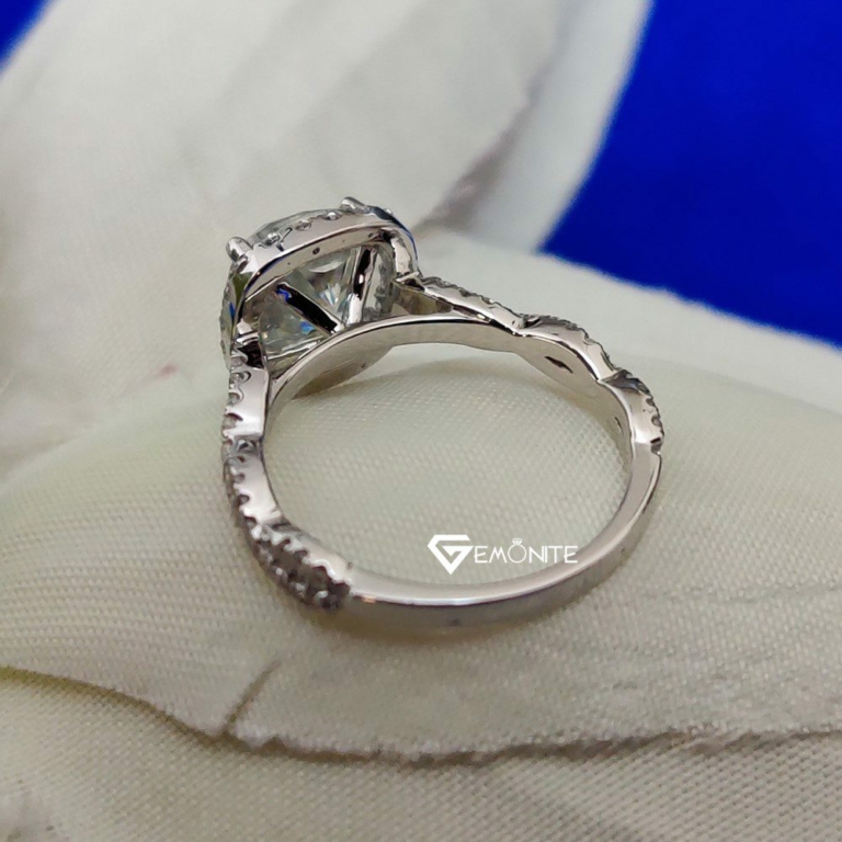 3.5 TCW Cushion Cut Eternity Infinity Halo Moissanite Engagement Ring, Wedding Band Ring