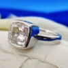 Bezel Cushion Moissanite Engagement Ring, 3.50 Ct VVS Colorless Simple Charm Wedding Ring