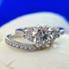 2.5TCW Round Cut Antique Designer Moissanite Wedding Set, Vintage Design Bridal Set, Art Deco Ring