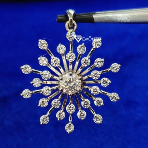 Flower Cracker Design Art Deco Pendant, 1.25 Tcw Round Cut VVS Clarity Moissanite Engagement Pandant | Wedding Pandant | Antique Pendant | Bridal Pendant Flower Cracker Design Art Deco Pendant, 1.25 Tcw Round Cut VVS Clarity Moissanite Engagement Pandant | Wedding Pandant | Antique Pendant | Bridal Pendant