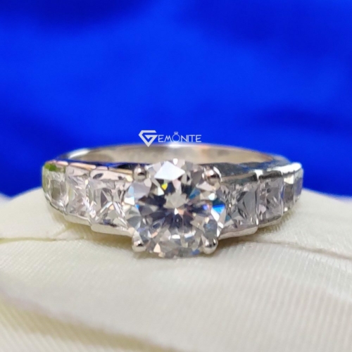 4TCW Round & Princess Cut 9 Stone Moissanite Engagement Ring, Jewelry Ring for Women Gift, Anniversary, Promise 4TCW Round & Princess Cut 9 Stone Moissanite Engagement Ring, Jewelry Ring for Women Gift, Anniversary, Promise