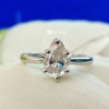 2.0 Ct Pear Cut Colorless Moissanite Engagement Ring, Simple Solitaire Ring, 6 Prong Pear Ring