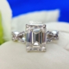 Infinity Moissanite Ring, 4.0 Tcw Emerald Cut Solitaire with Moissanite Engagement Ring, Bridal Handmade Swirl Prong Set Ring