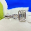 Infinity Moissanite Ring, 4.0 Tcw Emerald Cut Solitaire with Moissanite Engagement Ring, Bridal Handmade Swirl Prong Set Ring