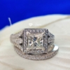 3.5TCW VVS Antique Colorless Princess Cut Designer Moissanite Wedding Set, 3 Way Split Shank Bridal Set