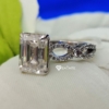Infinity Moissanite Ring, 4.0 Tcw Emerald Cut Solitaire with Moissanite Engagement Ring, Bridal Handmade Swirl Prong Set Ring