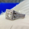 3.5TCW VVS Antique Colorless Princess Cut Designer Moissanite Wedding Set, 3 Way Split Shank Bridal Set