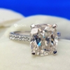 Elegant Solitaire Engagement Ring, 3.25 TCW Cushion Cut Moissanite Accent Stone Wedding Ring, Half Eternity Ring for Women