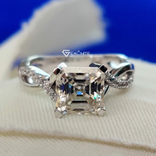 2.0TCW Asscher Cut Colorless Moissanite Engagement Ring, Prong Set Swirl Eternity Ring for Women, Tammy's Favourite 2.0TCW Asscher Cut Colorless Moissanite Engagement Ring, Prong Set Swirl Eternity Ring for Women, Tammy's Favourite