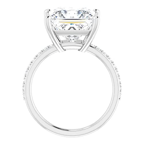 4 CT Princess Cut Colorless Moissanite Engagement Ring, Wedding/Bridal Ring Set, Solitaire Halo Style, Solid Sterling Silver Vintage Antique Anniversary Bridal Rings Gift for Her