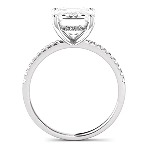 5.0CT Radiant Cut, Colorless Moissanite Engagement Ring, Wedding/Bridal Ring Set, Solitaire Halo Style, Solid Sterling Silver Vintage Antique Anniversary Promise Rings Gift for Her