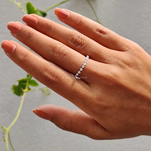 2 MM Floating Full Eternity Matching Wedding Band, Round Colorless Moissanite Band, 925 Sterling Silver, Engagement Ring, Wedding/Bridal Rings Set, Solitaire Halo Style, Gift for Her