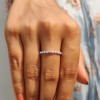 2 MM Floating Full Eternity Matching Wedding Band, Round Colorless Moissanite Band, 925 Sterling Silver, Engagement Ring, Wedding/Bridal Rings Set, Solitaire Halo Style, Gift for Her