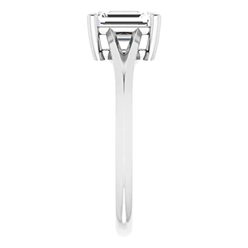 10K Solid White Gold Handmade Engagement Rings 1.0 CT Emerald Cut Moissanite Diamond Solitaire Wedding/Bridal Ring Set for Women/Her Propose Ring Gifts 10K Solid White Gold Handmade Engagement Rings 1.0 CT Emerald Cut Moissanite Diamond Solitaire Wedding/Bridal Ring Set for Women/Her Propose Ring Gifts