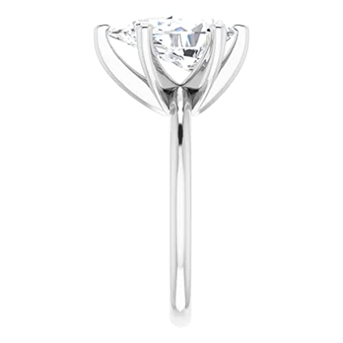 10K Solid White Gold Handmade Engagement Ring 3 CT Pear Cut Moissanite Diamond Solitaire Wedding/Bridal Rings for Women/Her Propose Ring