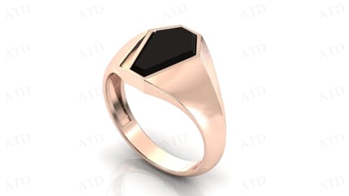 2.5 CT Vintage Coffin Shaped Black Onyx Signet Engagement Ring For Men 14k Gold Signet Wedding Ring Men Black Gemstone Bridal Rings Handmade Statement Ring Promise Anniversary Ring For Men