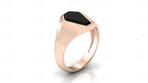 2.5 CT Vintage Coffin Shaped Black Onyx Signet Engagement Ring For Men 14k Gold Signet Wedding Ring Men Black Gemstone Bridal Rings Handmade Statement Ring Promise Anniversary Ring For Men