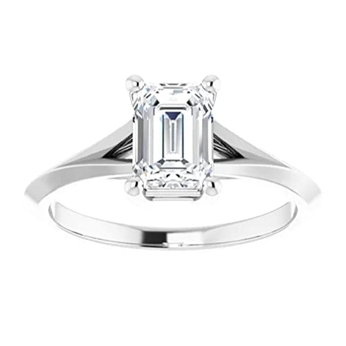 10K Solid White Gold Handmade Engagement Rings 1.0 CT Emerald Cut Moissanite Diamond Solitaire Wedding/Bridal Ring Set for Women/Her Propose Ring Gifts 10K Solid White Gold Handmade Engagement Rings 1.0 CT Emerald Cut Moissanite Diamond Solitaire Wedding/Bridal Ring Set for Women/Her Propose Ring Gifts