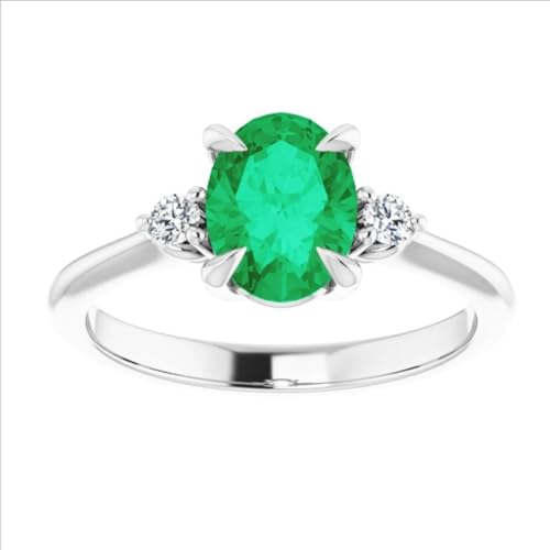Three Stone Oval 3 CT Emerald Engagement Ring 14k Gold, Dainty Green Emerald Ring, Thin Band Chatham Emerald Diamond Ring, Minimalist Ring, Filigree Art Deco Antique Ring, Perfact for Gift Three Stone Oval 3 CT Emerald Engagement Ring 14k Gold, Dainty Green Emerald Ring, Thin Band Chatham Emerald Diamond Ring, Minimalist Ring, Filigree Art Deco Antique Ring, Perfact for Gift