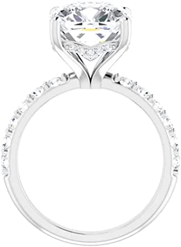 18K Gold 4 CT Cushion Cut VVS1 Colorless Moissanite Engagement Rings for Women Bridal Set Handmade Diamond Wedding Rings for Gifts