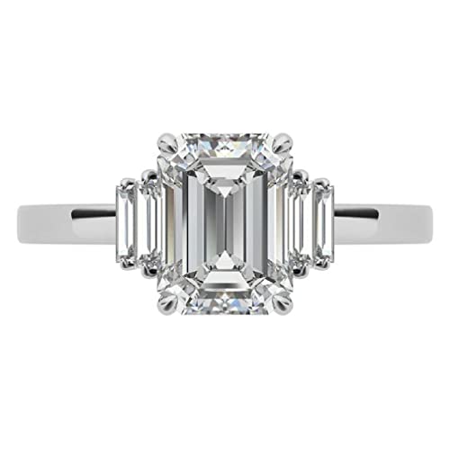 10K Solid White Gold Handmade Engagement Rings 2.0 CT Emerald Cut Moissanite Diamond Solitaire Wedding/Bridal Ring for Womens/Her Anniversary Ring 10K Solid White Gold Handmade Engagement Rings 2.0 CT Emerald Cut Moissanite Diamond Solitaire Wedding/Bridal Ring for Womens/Her Anniversary Ring