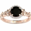 1.00 CT Art Deco Floral Black Onyx Engagement Ring 14k Gold Black Onyx Wedding Ring Unqiue Art Deco Wedding Ring Women Floral Vine Engagement Ring
