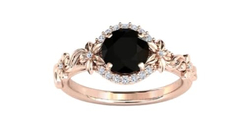 1.00 CT Art Deco Floral Black Onyx Engagement Ring 14k Gold Black Onyx Wedding Ring Unqiue Art Deco Wedding Ring Women Floral Vine Engagement Ring
