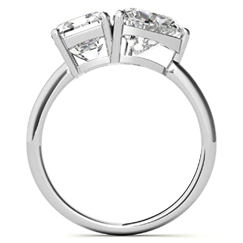 10K Solid White Gold Handmade Engagement Rings 3.0 CT Emerald,Heart Cut Moissanite Diamond Solitaire Wedding/Bridal Ring Set for Women/Her Propose Rings