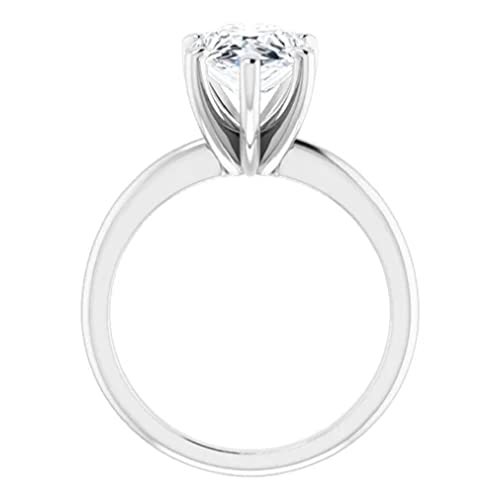 10K Solid White Gold Handmade Engagement Ring 3 CT Pear Cut Moissanite Diamond Solitaire Wedding/Bridal Rings for Women/Her Propose Ring