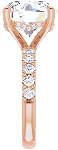 10K Gold 4 CT Round Cut VVS1 Simulated Diamond Engagement Ring for Women Bridal Ring Set Diamond Wedding Rings for Gifts Anniversary Promise Her Rose Gold