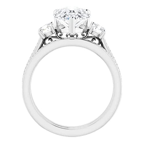 4 CT Pear Cut VVS1 Colorless Moissanite Engagement Ring Set, Wedding/Bridal Ring Set, Sterling Silver Vintage Antique Anniversary Promise Ring Set Gift for Her 4 CT Pear Cut VVS1 Colorless Moissanite Engagement Ring Set, Wedding/Bridal Ring Set, Sterling Silver Vintage Antique Anniversary Promise Ring Set Gift for Her