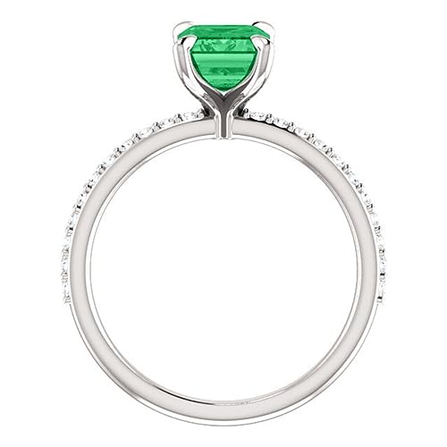 Trendy 2 CT Emerald Cut Emerald Engagement Ring 14k White Gold, Genuine Emerald Diamond Pave Band, Natural Green Emerald Ring, Emerald Edwardian Ring, Wedding Ring Trendy 2 CT Emerald Cut Emerald Engagement Ring 14k White Gold, Genuine Emerald Diamond Pave Band, Natural Green Emerald Ring, Emerald Edwardian Ring, Wedding Ring