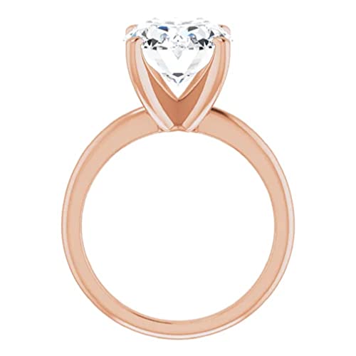 10K Solid Rose Gold Handmade Engagement Rings 5 CT Oval Cut Moissanite Diamond Solitaire Wedding/Bridal Rings Set for Women/Her Propose Rings, Perfact for Gifts Or As You Want