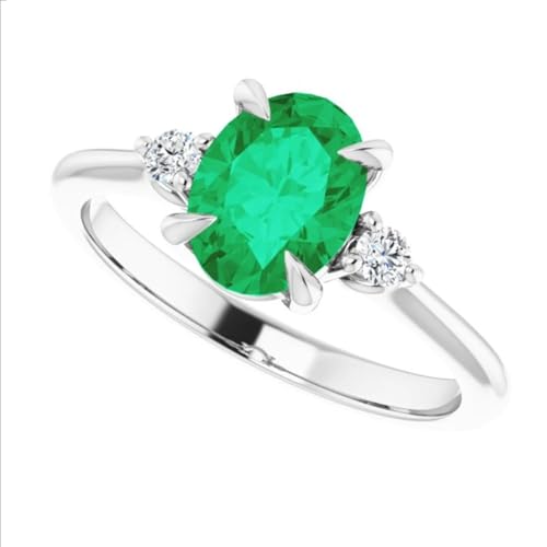Three Stone Oval 3 CT Emerald Engagement Ring 14k Gold, Dainty Green Emerald Ring, Thin Band Chatham Emerald Diamond Ring, Minimalist Ring, Filigree Art Deco Antique Ring, Perfact for Gift Three Stone Oval 3 CT Emerald Engagement Ring 14k Gold, Dainty Green Emerald Ring, Thin Band Chatham Emerald Diamond Ring, Minimalist Ring, Filigree Art Deco Antique Ring, Perfact for Gift