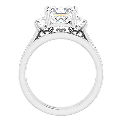 2.25 CT Princess Cut VVS1 Colorless Moissanite Engagement Ring Set, Wedding/Bridal Ring Set, Sterling Silver Vintage Antique Anniversary Promise Ring Set Gift for Her 2.25 CT Princess Cut VVS1 Colorless Moissanite Engagement Ring Set, Wedding/Bridal Ring Set, Sterling Silver Vintage Antique Anniversary Promise Ring Set Gift for Her