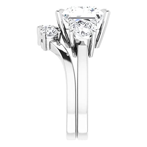 5 CT Princess Cut VVS1 Colorless Moissanite Engagement Ring Set, Wedding/Bridal Ring Set, Sterling Silver Vintage Antique Anniversary Propose Rings Set Gifts for Her 5 CT Princess Cut VVS1 Colorless Moissanite Engagement Ring Set, Wedding/Bridal Ring Set, Sterling Silver Vintage Antique Anniversary Propose Rings Set Gifts for Her