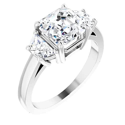 10K Solid White Gold Handmade Engagement Ring 3.0 CT Asscher Cut Moissanite Diamond Solitaire Wedding/Bridal Rings for Women/Her Proposes Ring 10K Solid White Gold Handmade Engagement Ring 3.0 CT Asscher Cut Moissanite Diamond Solitaire Wedding/Bridal Rings for Women/Her Proposes Ring