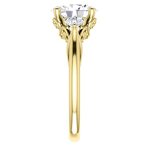 10K Solid Yellow Gold Handmade Engagement Ring 2CT Oval Cut Moissanite Diamond Solitaire Wedding/Bridal Rings Set for Women/Her Propose Ring