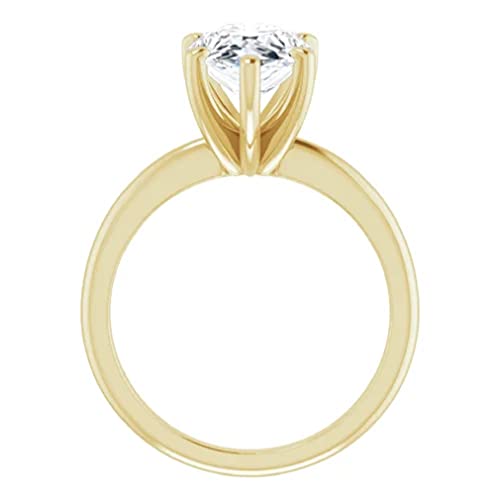 10K Solid Yellow Gold Handmade Engagement Ring 2 CT Pear Cut Moissanite Diamond Solitaire Wedding/Bridal Rings for Women/Her Propose Ring