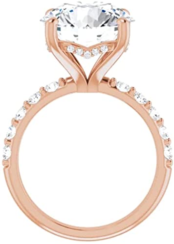 10K Gold 4 CT Round Cut VVS1 Simulated Diamond Engagement Ring for Women Bridal Ring Set Diamond Wedding Rings for Gifts Anniversary Promise Her Rose Gold