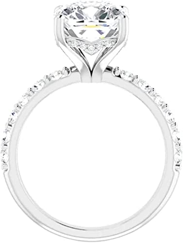 2 CT Cushion Cut Colorless Moissanite Engagement Ring, Wedding/Bridal Ring Set, Solitaire Halo Style, Solid Sterling Silver Vintage Antique Anniversary Promise Ring Gifts for Her