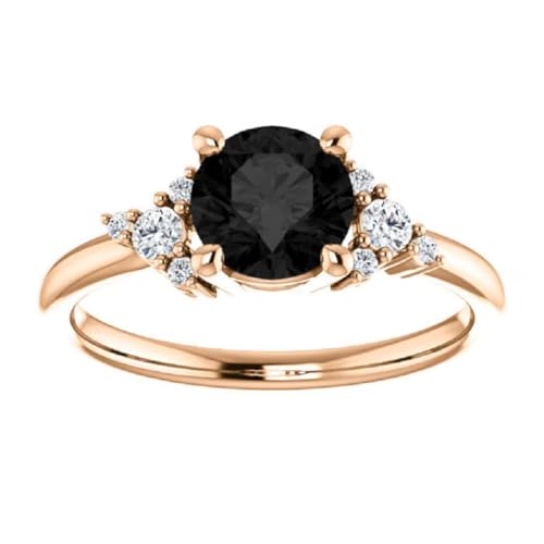 1.00 CT Scatter Black Diamond Engagement Ring 14k Yellow Gold, Cluster Black Diamond Ring, Unique Halo Black Onyx Ring, Modern Black Diamond Ring, Perfect Ring For Her 1.00 CT Scatter Black Diamond Engagement Ring 14k Yellow Gold, Cluster Black Diamond Ring, Unique Halo Black Onyx Ring, Modern Black Diamond Ring, Perfect Ring For Her