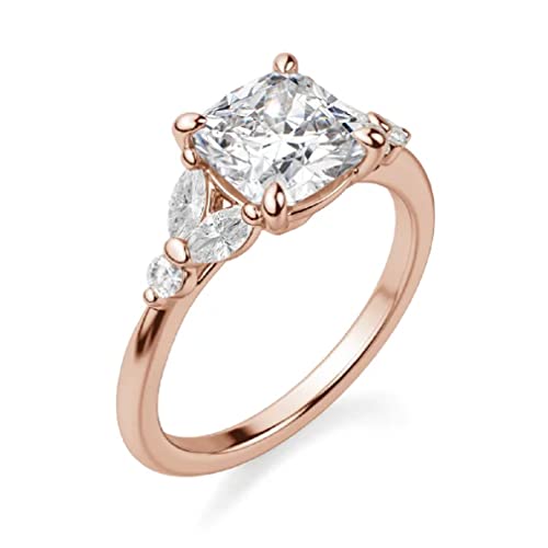 10K Solid Rose Gold Handmade Engagement Ring 2.00 CT Cushion Cut Moissanite Diamond Solitaire Wedding/Bridal Ring for Her/Woman, Perfect Rings for Wife 10K Solid Rose Gold Handmade Engagement Ring 2.00 CT Cushion Cut Moissanite Diamond Solitaire Wedding/Bridal Ring for Her/Woman, Perfect Rings for Wife
